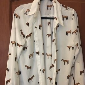 Horse print button up